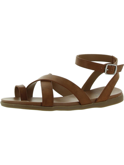 Style & Co Lianaa Womens Faux Leather Strappy Ankle Strap In Brown