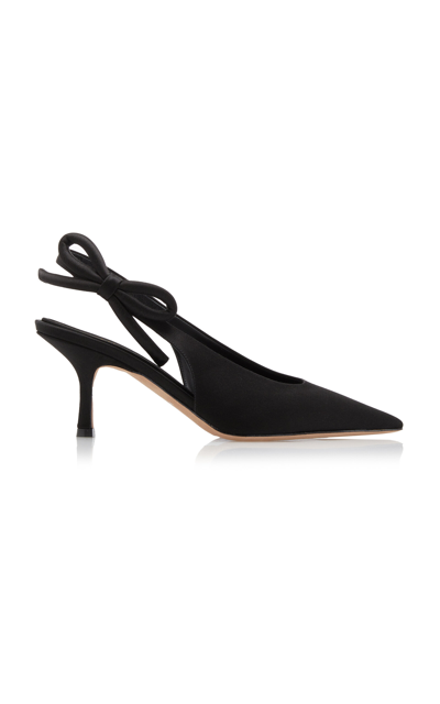 Valentino Garavani Nite-out Bow-detailed Silk Slingback Pumps In Black