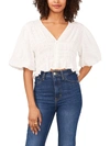 1.STATE WOMENS PUFF SLEEVE SMOCKED CROPPED