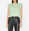 Frame Rolled Muscle Striped Top In Bright Peridot In Multi