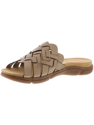 Easy Spirit Marsha Womens Woven Leather Wedge Sandals In Gold