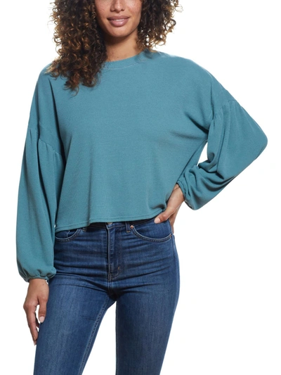 Weatherproof Vintage Womens Waffle Crewneck Pullover Top In Blue