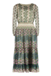 Saloni Isabel Floral-print Silk Midi Dress In Multicolor