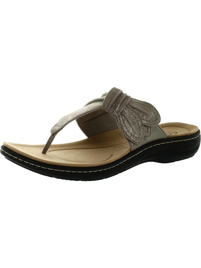 Clarks Womens Faux Leather Adjustable Thong Sandals In Multi