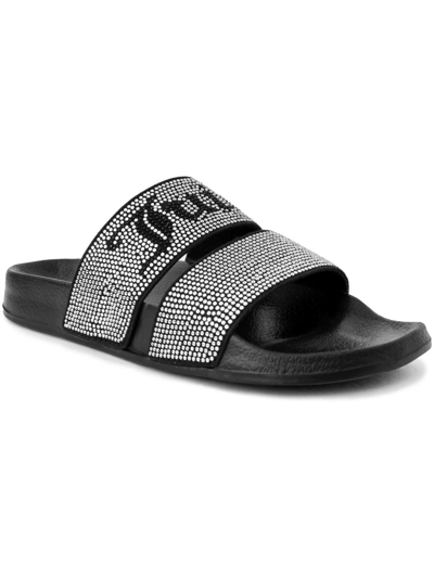 Juicy Couture Winx Womens Slip On Casual Slide Sandals In Black