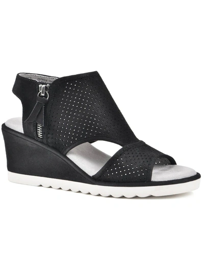 Cliffs By White Mountain Abby Womens Faux Suede Perforated Wedge Sandals In Multi