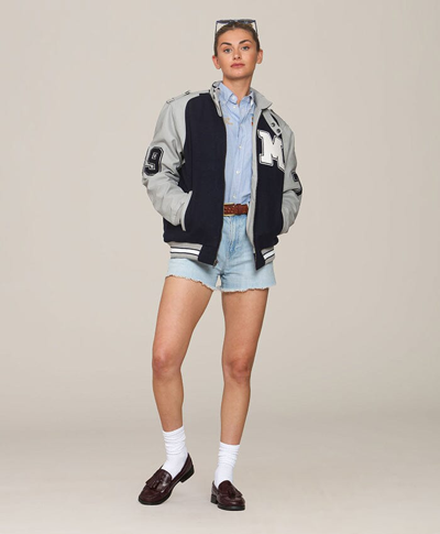 Members Only Women's Oversized Varsity Jacket In Blue