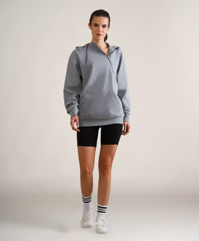 Members Only Women's Taylor Double Zipper Pullover Oversized Hoodie In Grey