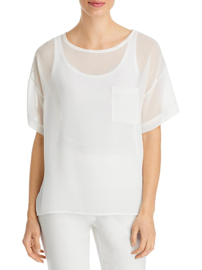 &basics Womens Chiffon Pocket T-shirt In White