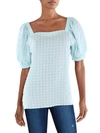 ANNE KLEIN WOMENS CHECKERED SQUARE-NECK PULLOVER TOP
