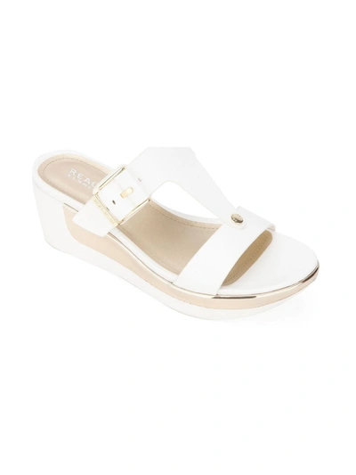 Kenneth Cole Reaction Pepea Womens Metallic Signature Pool Slides In White