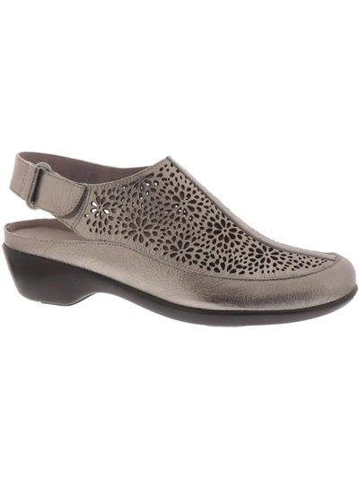 Easy Spirit Dawn Womens Leather Laser Cut Sandals Shoes In Gold