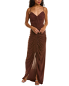 Zac Posen Sleeveless Ruched Matte Jersey Gown In Brown