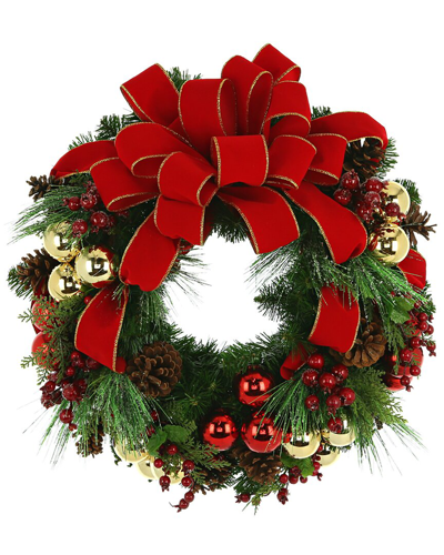 Creative Displays Red And Gold Evergreen Wreath Floral Arrangement