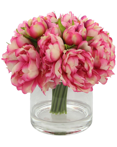 Creative Displays Pink Peony Bouquet In A Glass Vase With Acrylic Water