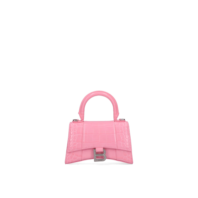 Balenciaga Hourglass Xs Top Handle Bag In Pink