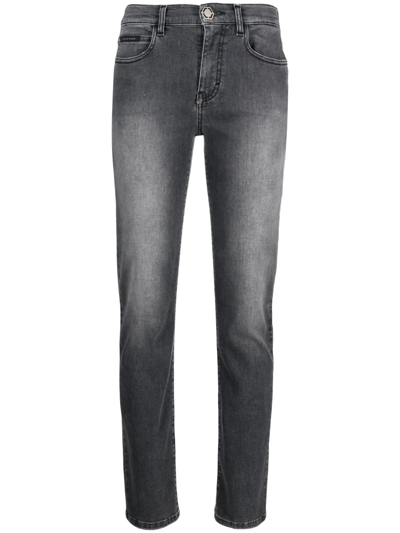 Philipp Plein Halbhohe Skinny-jeans In Grey