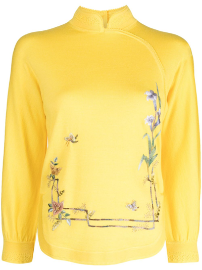 Shiatzy Chen Renascent Collection Pullover Mit Blumen In Yellow