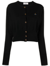 Vivienne Westwood Orb-embroidered Cropped Cardigan In Schwarz