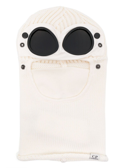 C.p. Company Goggles-detail Wool Balaclava In Weiss