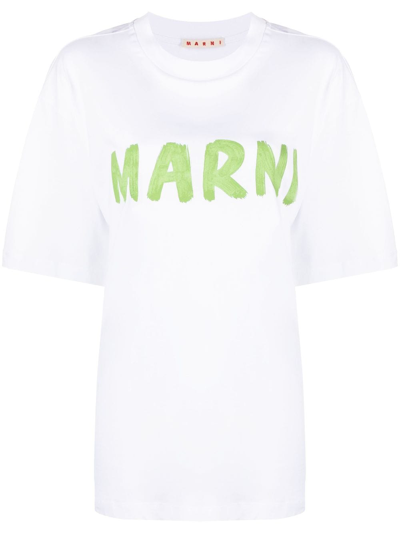 Marni Logo-print Cotton-jersey T-shirt In White