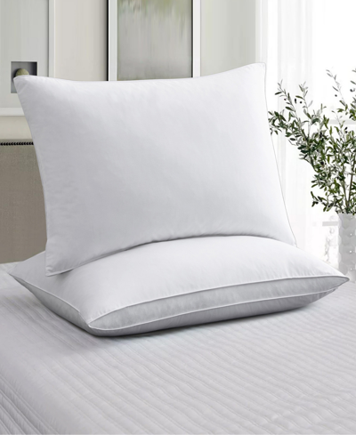 Unikome 2 Pack 100% Cotton Medium Soft Down And Feather Gusseted Bed Pillow Set, Standard In White