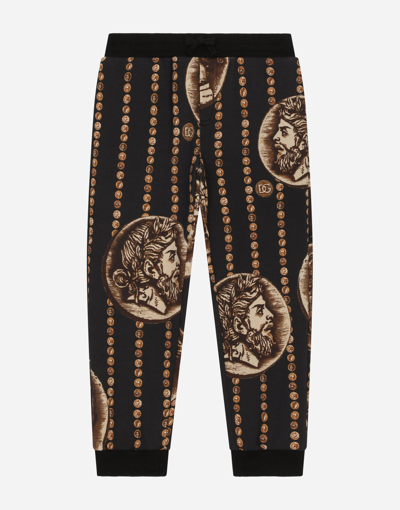 Dolce & Gabbana Kids' Coin-print Track Trousers In Black