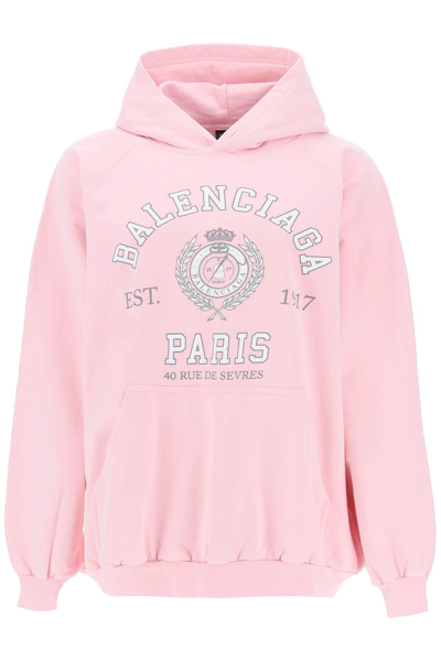 Balenciaga Metal Printed Cotton Hoodie In Multicolor