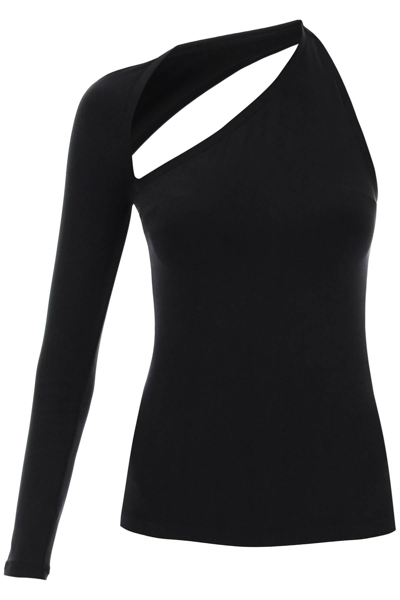 Balenciaga Asymmetric One-shoulder Jersey Top In Black