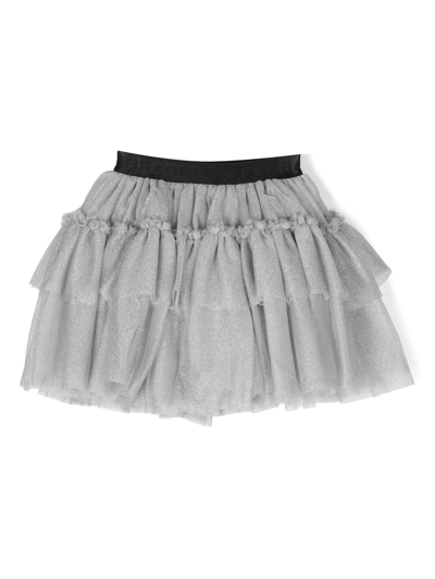 Chiara Ferragni Kids' Logo-waistband Tulle Tutu Skirt In Grey