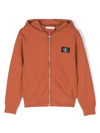 Calvin Klein Teen Boys Orange Cotton Logo Zip-up Top In Orange