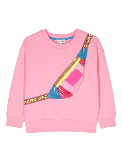 Marc Jacobs Kids' Crossbody Bag Cotton Jersey Sweatshirt In Pink