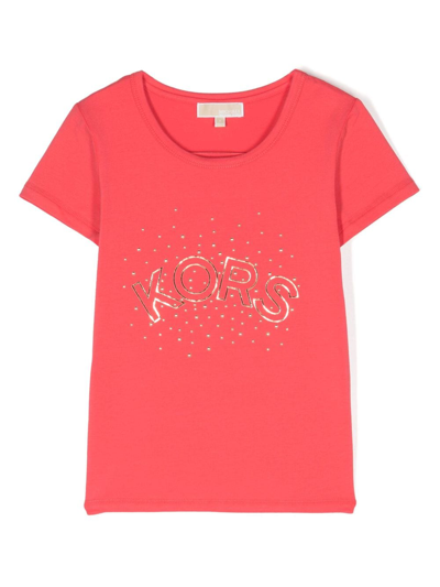Michael Kors Kids' Logo-lettering Embellished Jersey T-shirt In Pink