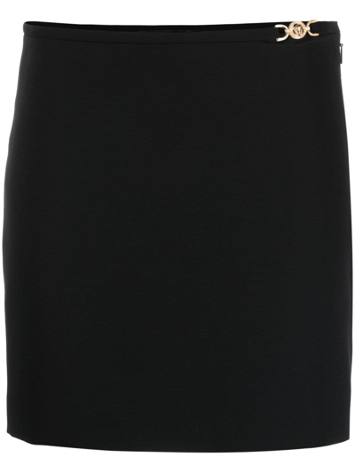 Versace Medusa Head Wool Miniskirt In Black
