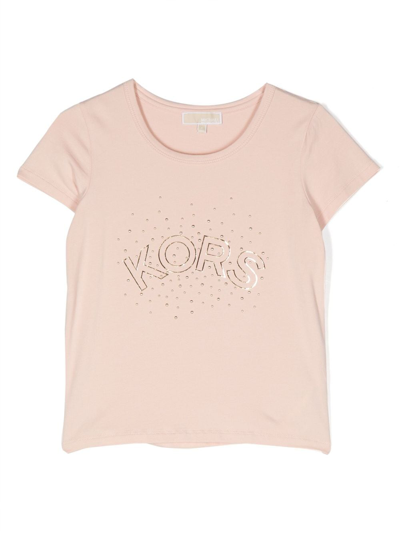 Michael Kors Kids' Logo-lettering Embellished T-shirt In Pink