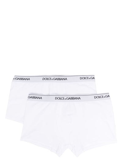 Dolce & Gabbana Logo-waist Cotton Boxer Briefs (set Of Two) In White