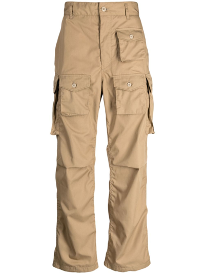 Engineered Garments Tan Bellows Pockets Cargo Trousers In Brown