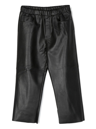 Mm6 Maison Margiela Kids' Embossed-logo Straight-leg Trousers In Black