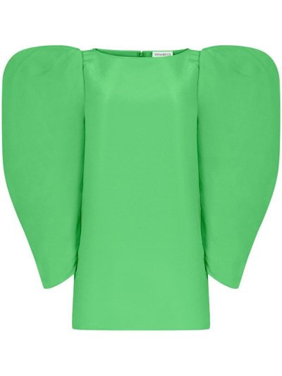 Nina Ricci Long Puff-sleeves Minidress In Green