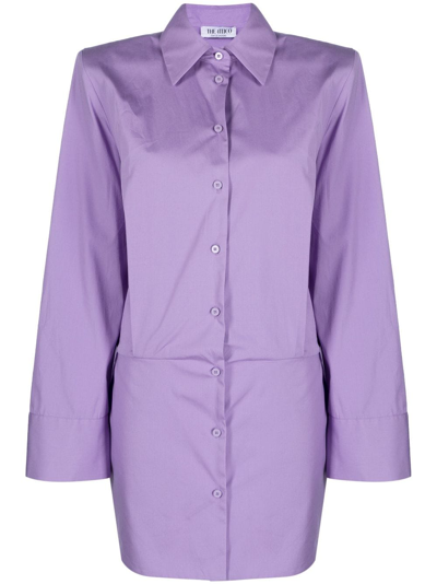 Attico Margot Cotton-poplin Mini Shirt Dress In Purple