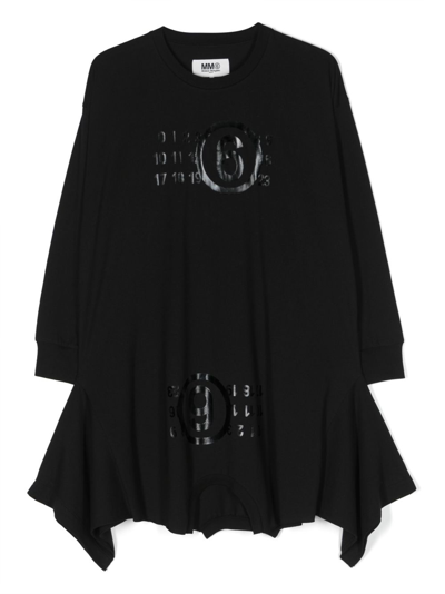 Mm6 Maison Margiela Babies' Logo-print Cut-out Dress In Black