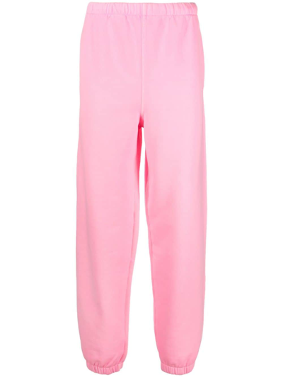 Erl Raised-logo Fleece Track Pants In Pink