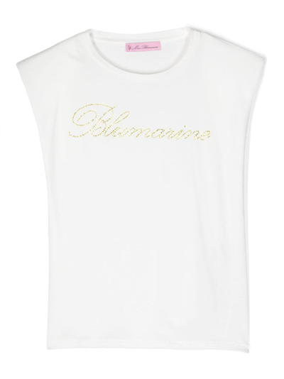 Miss Blumarine Kids' Logo T-shirt In White