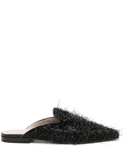 Fabiana Filippi Fuzzy Open-back Loafers In Black