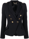 Elisabetta Franchi Double-breasted Black Jacket With Flap Pockets In Black