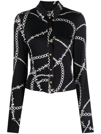 Versace Jeans Couture Necklace-print Jersey Shirt In Black