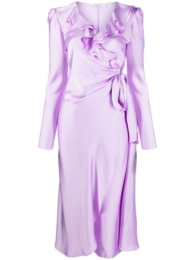 Philosophy Di Lorenzo Serafini Ruffle-detailing V-neck Dress In Purple