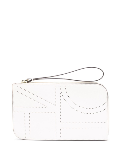 Totême Perforated Zipped Clutch In Neutrals