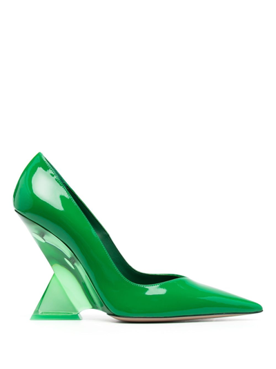 Attico 105mm Cheope Patent Leather Pumps In Green