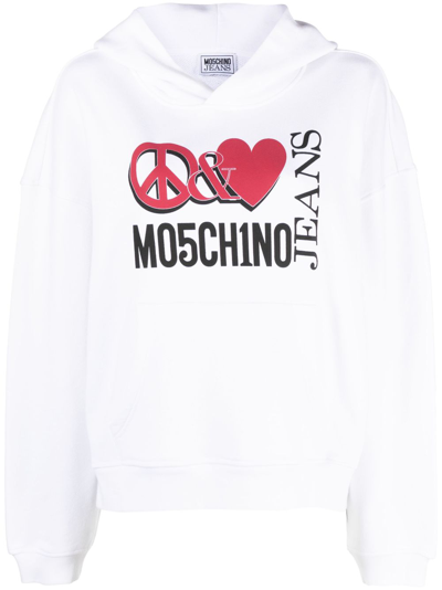 Moschino Jeans Graphic Logo-print Hoodie In Multicolour